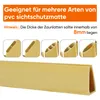 A close-up of a yellow PVC profile strip with several small inset images showing cross-sections of the profile and its dimensions. Produktbild-Vorschau
