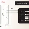 Diagram showing dimensions and specifications for a door handle. Produktbild-Vorschau