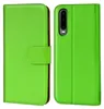 A green book-style phone case is shown open, revealing the inside and the phone it protects. Produktbild-Vorschau