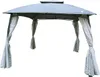 A gray gazebo with curtains, shown against a white background. Produktbild-Vorschau