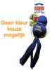 A blue Kong Wubba dog toy is displayed on its packaging, with text indicating color selection is not possible. Podgląd zdjęcia produktu