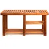 A wooden shoe bench with two shelves below the seat. Anteprima dell’immagine prodotto
