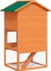 A wooden rabbit hutch with a green roof, shown from the front. Náhľad obrázku produktu