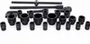 A collection of black metal socket wrenches and extensions laid out on a white background. Produktbild-Vorschau