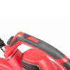 A close-up shot of the handle and switch of a red and black leaf blower. Produktbild-Vorschau