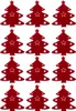 A grid of red Christmas tree-shaped felt decorations with white stars. Podgląd zdjęcia produktu