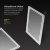 Two LED mirrors are shown against a dark background, with text highlighting the product's thinness. Anteprima dell’immagine prodotto