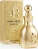A perfume bottle and its box, both in a glittery gold color. Voir les images du produit
