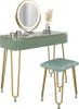 A vanity table with a lighted mirror and a stool, set against a white background. Produktbild-Vorschau