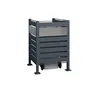 A dark gray metal trash can enclosure with horizontal slats and a silver panel on one side, shown on a white background. Náhled obrázku produktu