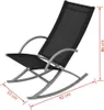 A black rocking chair with dimensions indicated by red lines and text. Produktbild-Vorschau