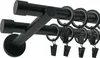 A close-up, studio shot of a black double curtain rod with rings and clips. Produktbild-Vorschau