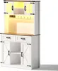 A white sideboard with a wooden top and LED lighting. Náhled obrázku produktu