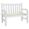 A white garden bench with a cream cushion. Produktbild-Vorschau
