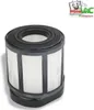 A vacuum cleaner filter is shown against a white background. A logo is visible in the top right corner. Produktbild-Vorschau