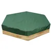 A hexagonal sandbox with a green cover. Podgląd zdjęcia produktu
