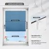 An image showing how to measure for a pleated blind, with diagrams and text instructions. Produktbild-Vorschau