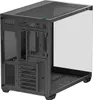 The image shows the rear and side view of a computer tower case with a tempered glass panel. Produktbild-Vorschau