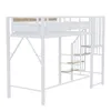A white metal loft bed with wooden steps against a white background. Anteprima dell’immagine prodotto