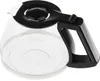 A clear glass coffee pot with a black lid and handle. Anteprima dell’immagine prodotto