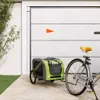 vidaXL Príves na bicykel Psy Zelená a sivá Oxford tkanina a Náhľad obrázku produktu 2