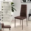 A brown dining chair is shown next to a plant and a window, with a text overlay detailing its features. Náhled obrázku produktu