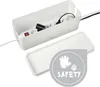 A white cable management box with a power strip and cables inside, shown with its lid removed. Náhľad obrázku produktu