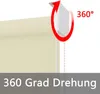 A close-up of a roller blind mechanism with a red arrow indicating 360-degree rotation, and text in German. Náhled obrázku produktu