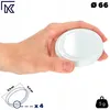 A hand holding a white lid, with diagrams and text indicating product specifications. Produktbild-Vorschau