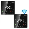 Two smart WiFi thermostats are displayed against a white background, with a Wi-Fi symbol overlaying the image. Podgląd zdjęcia produktu