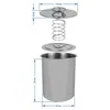 An exploded view of a stainless steel meat cooker with dimensions indicated. Produktbild-Vorschau