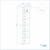 A technical drawing of a white bookshelf with dimensions and weight capacity indicated. Produktbild-Vorschau