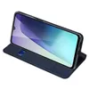 A dark blue flip case for a smartphone, shown from a diagonal angle. Produktbild-Vorschau