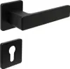 A black matte door handle set with a keyhole escutcheon plate, presented against a white background. Produktbild-Vorschau