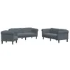 Design 3-tlg. Sofagarnitur Dunkelgrau Samt, Schlafsofas Produktbild-Vorschau 2
