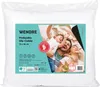A white pillow is shown in its packaging, with a family laughing in the background. Podgląd zdjęcia produktu