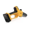 A yellow and black battery-powered chainsaw is shown against a white background. Produktbild-Vorschau