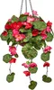 Umělá závěsná pelargonie 70 cm se závěsným košem středně Náhled obrázku produktu 1