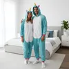 Onesie Kigurumi Pyjama Kostüm für Erwachsene Blaues Einhorn Produktbild-Vorschau 8