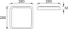 Technical drawing showing the dimensions of a square light fixture. Produktbild-Vorschau