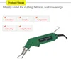 A green heating cutter is shown with text describing its uses and features. Produktbild-Vorschau