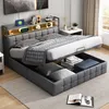 Cama tapizada LED UnboxG de 140x200 cm, con gran espacio de Vista previa de la imagen del producto 2