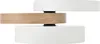A three-tiered coffee table with white and wood-effect surfaces, shown against a white background. Produktbild-Vorschau