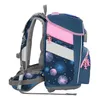 A side view of a blue and pink backpack with a starburst pattern. Náhled obrázku produktu