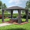 A backyard scene featuring a gazebo with a hot tub inside. Produktbild-Vorschau