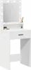 A white vanity table with a mirror and lights. Náhľad obrázku produktu