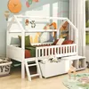 Merax kinderbed met hemelbed, 90x200 cm, met lades en Productafbeelding-voorbeeld 2