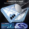 A phone case with a magnetic charging ring is shown with marketing text and diagrams. Náhled obrázku produktu