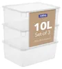 Rotho Clear Aufbewahrungsbox mit Deckel 3 x 10 L stapelbar Produktbild-Vorschau 1