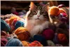 Wallario Wandbild Katze in einem Berg von Wollknäuel, Produktbild-Vorschau 1
